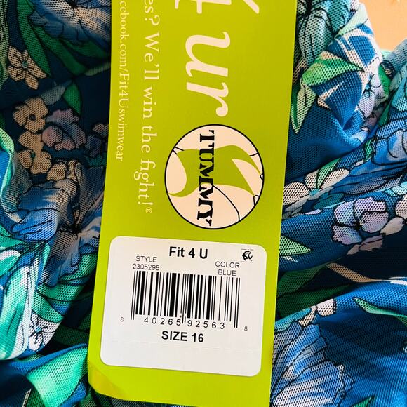 Fit 4 U Tankini Top Mesh Tango Swimwear Blue Bandeau Size 16 - Picture 7 of 8